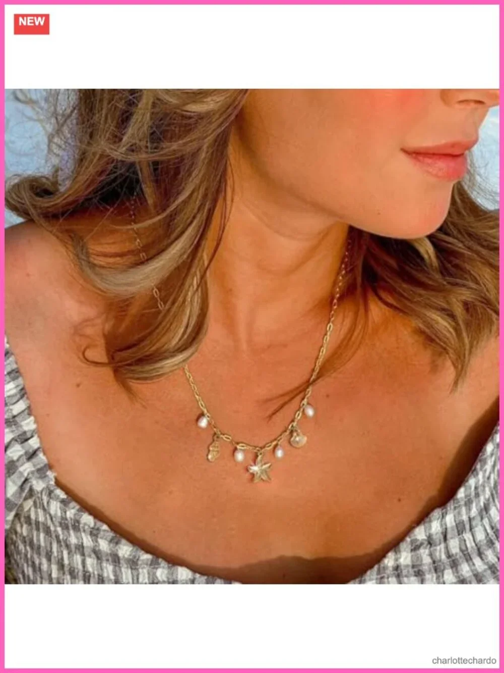 Dainty Gold Plated Starfish Pendant Charm Necklace Waterproof